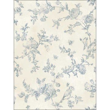 French Nightingale Trail Blue Wallpaper
