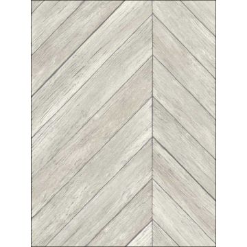 Parisian Chevron Wood Dove Wallpaper