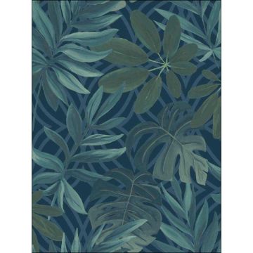 Nocturnum Leaves Dark Blue Wallpaper