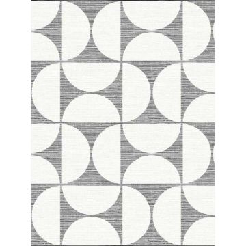 Deedee Geometric Faux Grasscloth Black Wallpaper