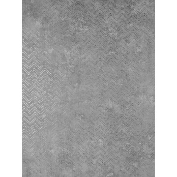 Luna Distressed Chevron Pewter Wallpaper