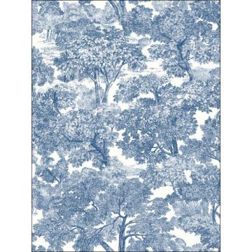 Spinney Toile Blue Wallpaper