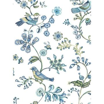 Jinjur Bird Trail Teal Wallpaper