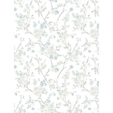 Glinda Floral Trail Aqua Wallpaper