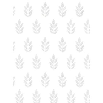 Ervic Leaf Block Print Light Grey Wallpaper