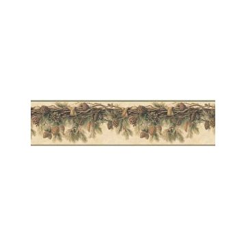 Coulter Pinecone Forest Border Olive Border