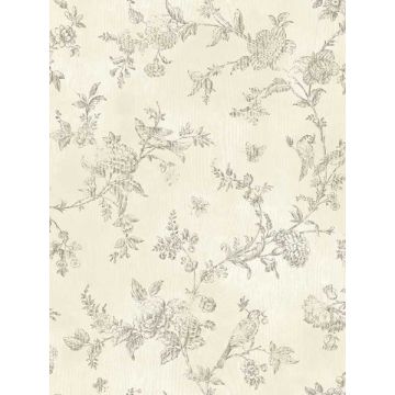French Nightingale Trail Brown Wallpaper