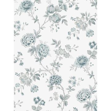 Chrysanthemum Jacobean Teal Wallpaper