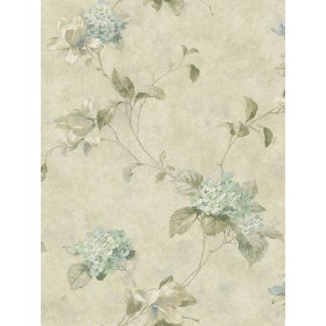 Magnolia Hydrangea Trail Teal Wallpaper