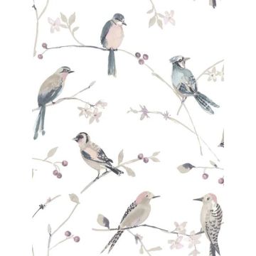Birdsong Trail Mauve Wallpaper