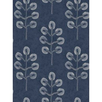 Plum Tree Botanical Dark Blue Wallpaper
