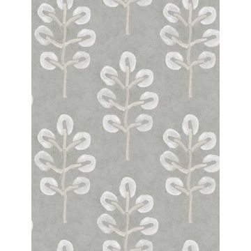 Plum Tree Botanical Grey Wallpaper