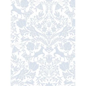 Forest Dance Damask Light Blue Wallpaper