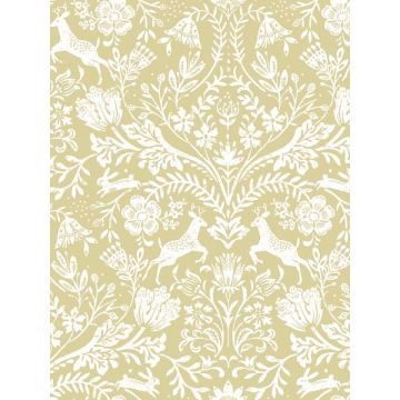 Forest Dance Damask Honey Wallpaper