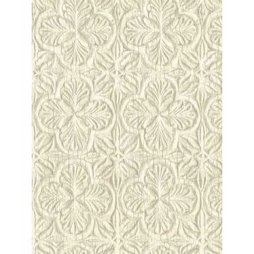 Karachi Wooden Damask Cream Wallpaper