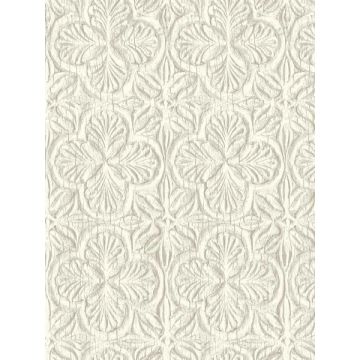 Karachi Wooden Damask White Wallpaper