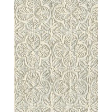 Karachi Wooden Damask Aqua Wallpaper