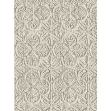 Karachi Wooden Damask Taupe Wallpaper