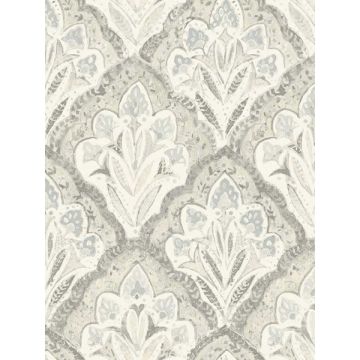 Mimir Quilted Damask Grey Wallpaper
