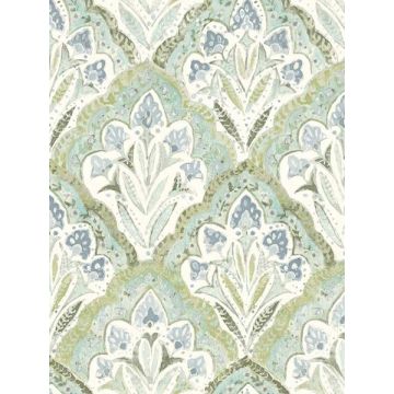 Mimir Quilted Damask Aquamarine Wallpaper