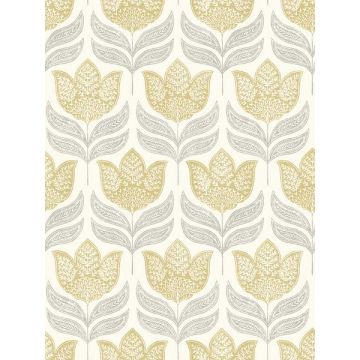 Cathal Tulip Block Print Mustard Wallpaper