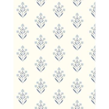 Kova Floral Crest Blue Wallpaper
