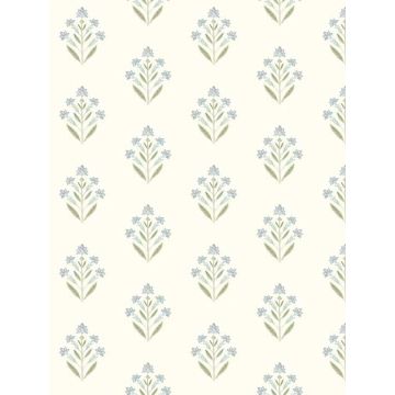 Kova Floral Crest Aquamarine Wallpaper