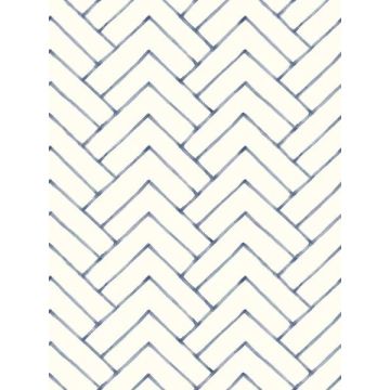 Oswin Tiered Herring Navy Wallpaper