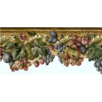 Distressed Flower and Fruit Wallpaper Border