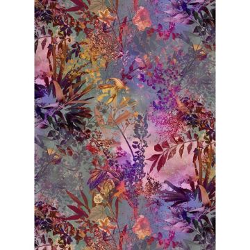 Wild Garden 4 Panel Purple Mural