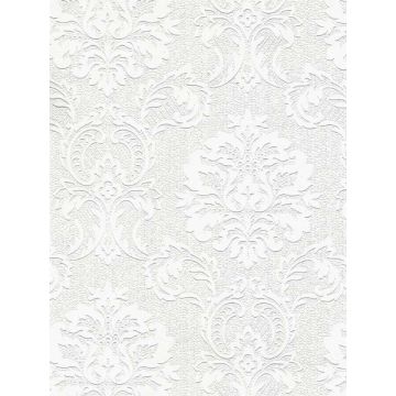 Plouf Damask Paintable White Wallpaper