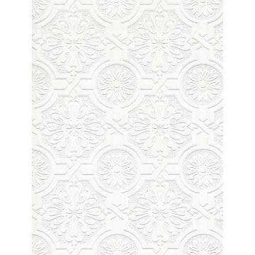 Victorian Tin Ceiling Paintable White Wallpaper