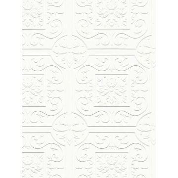 Ibold Tin Ceiling Scroll Paintable White Wallpaper