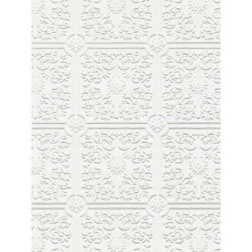Nico Tin Ceiling Square Paintable White Wallpaper