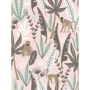 Kiki Monkeys Pink Wallpaper