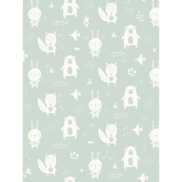Bitsy Woodland Mint Wallpaper