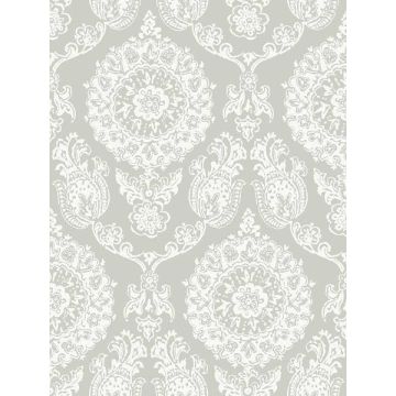 Helm Damask Floral Medallion Taupe Wallpaper