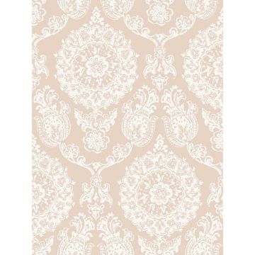 Helm Damask Floral Medallion Blush Wallpaper