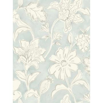 Plumeria Floral Trail Aqua Wallpaper