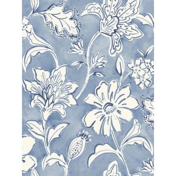Plumeria Floral Trail Blue Wallpaper