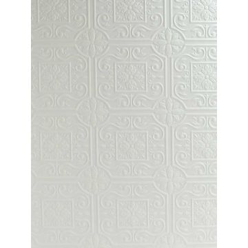 Ibold Tin Ceiling Scroll Paintable White Wallpaper