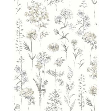 Bergamot Wildflower Light Grey Wallpaper