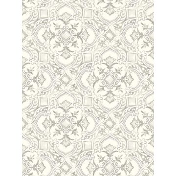 Marjoram Floral Tile Light Grey Wallpaper