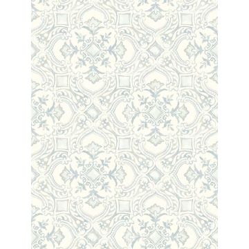 Marjoram Floral Tile Light Blue Wallpaper