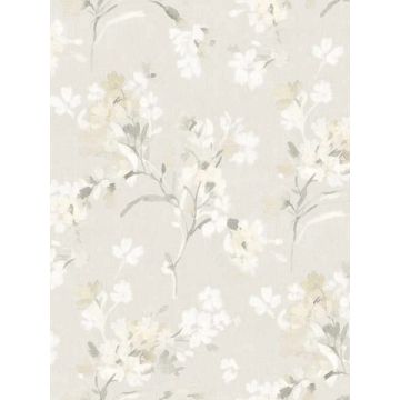 Azalea Floral Branches Neutral Wallpaper