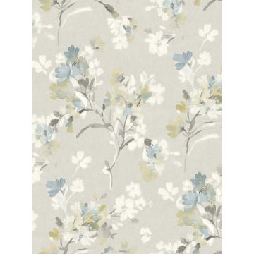 Azalea Floral Branches Light Grey Wallpaper