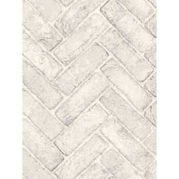 Canelle Brick Herring White Wallpaper