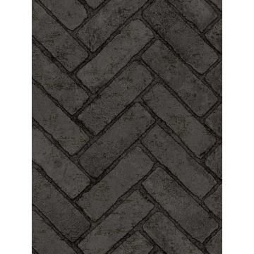 Canelle Brick Herring Black Wallpaper