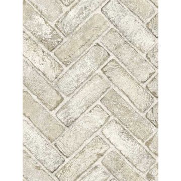 Canelle Brick Herring Taupe Wallpaper