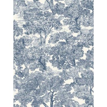 Spinney Toile Blue Wallpaper